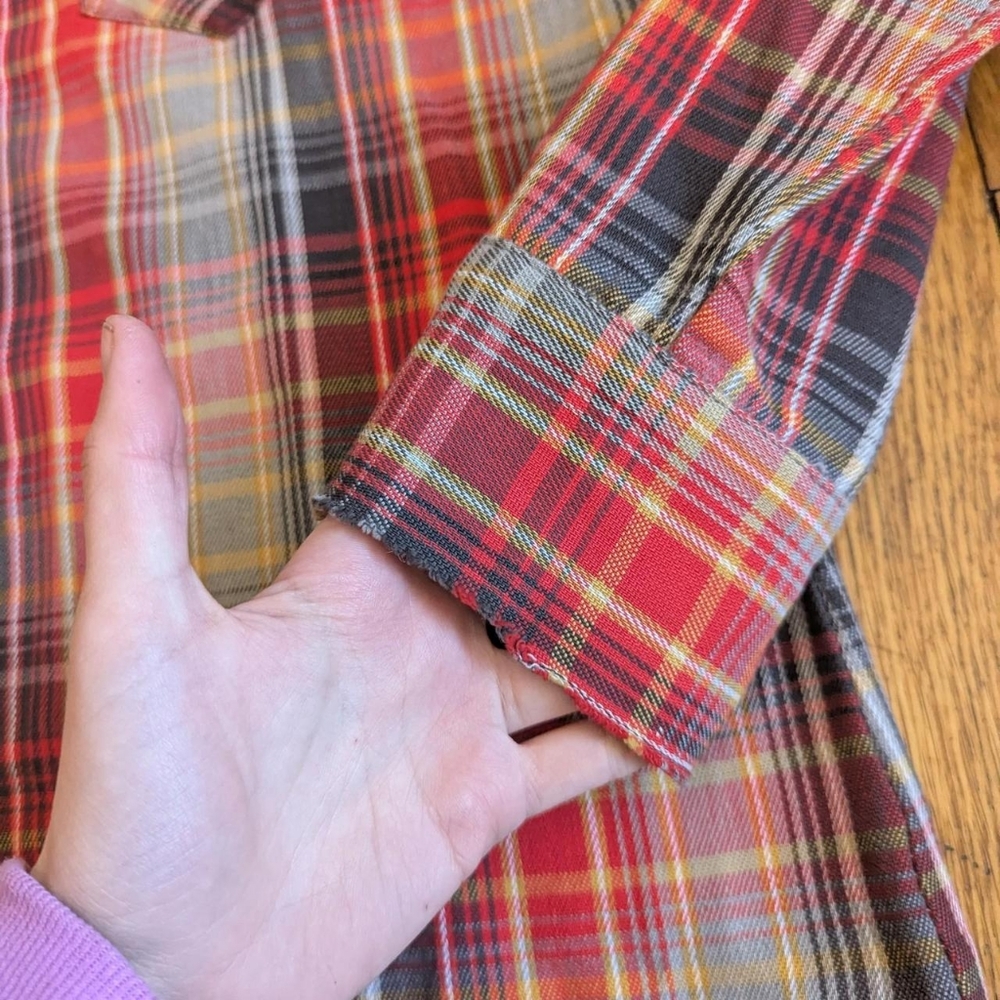 Vintage 70's Bar F Western Wear Plaid Button-Down Shirt View 5